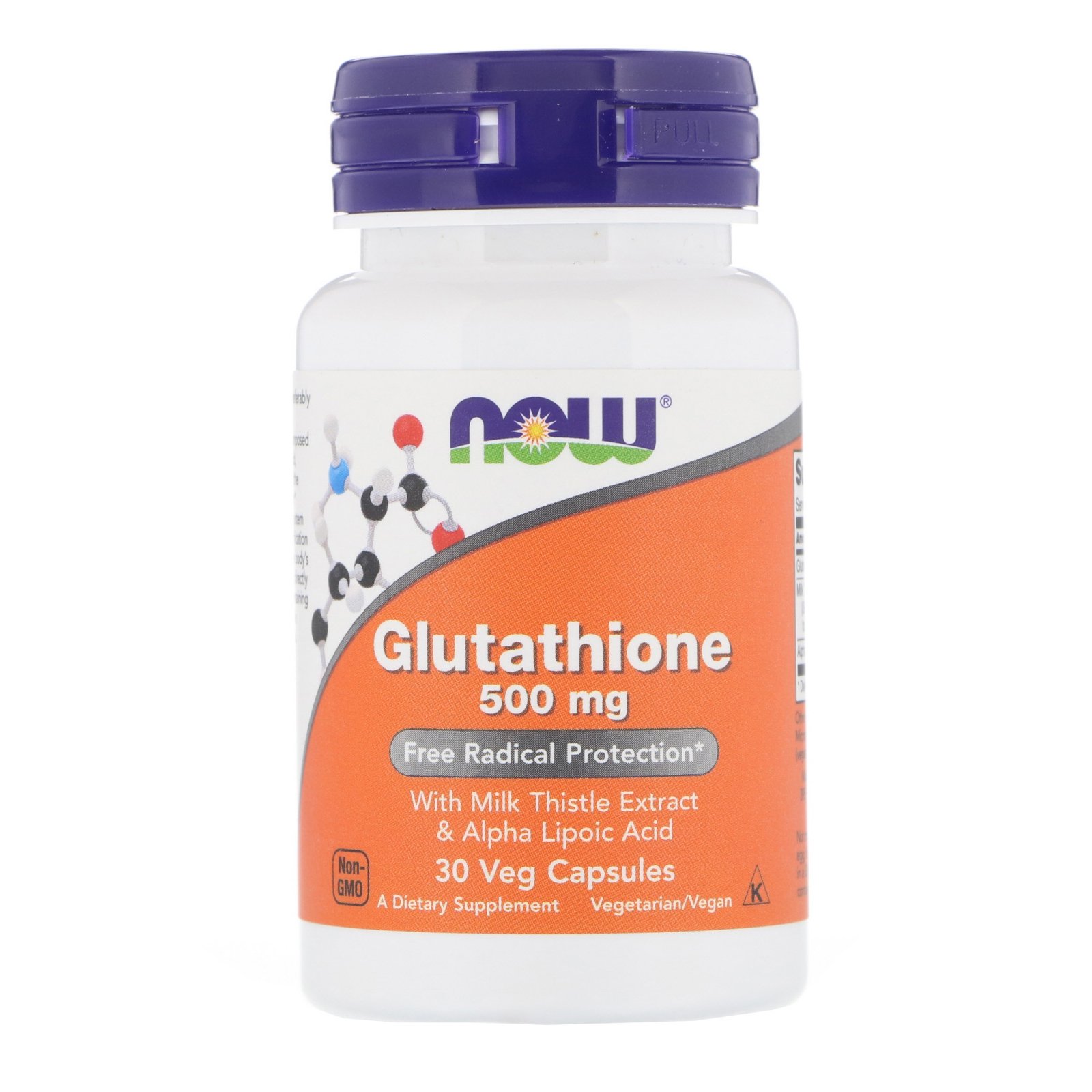 NOW Glutathione, Глутатион 500 мг - 30 капсул