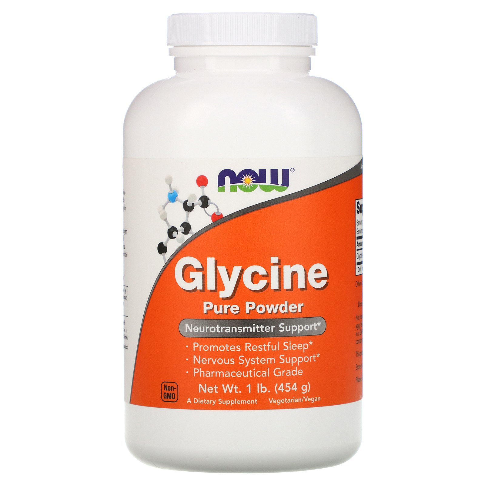 NOW Glycine, Глицин Порошок - 454 г