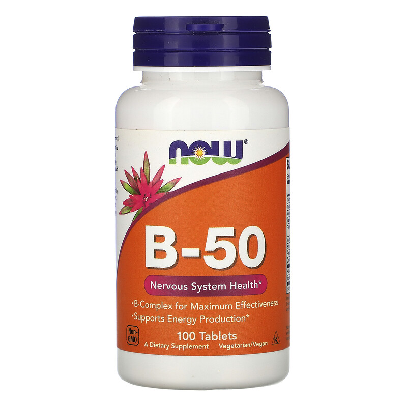 NOW B-50, Витамины Группы Б, Комплекс - 100 таблеток