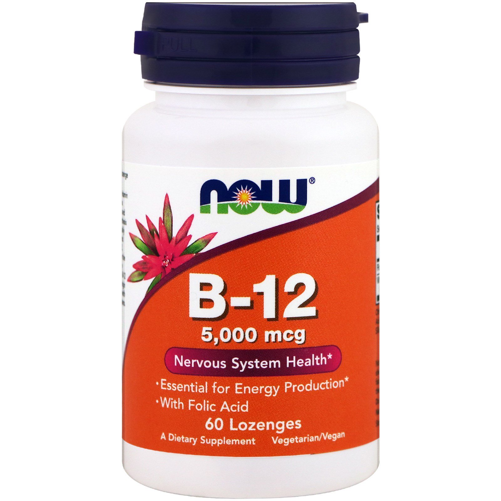 NOW B-12, Витамин Б-12 5000 мкг - 60 жевательных таблеток
