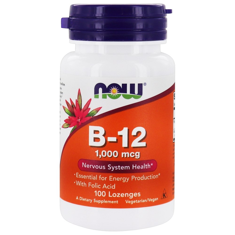 NOW B-12, Витамин Б-12 1000 мкг - 100 жевательных таблеток