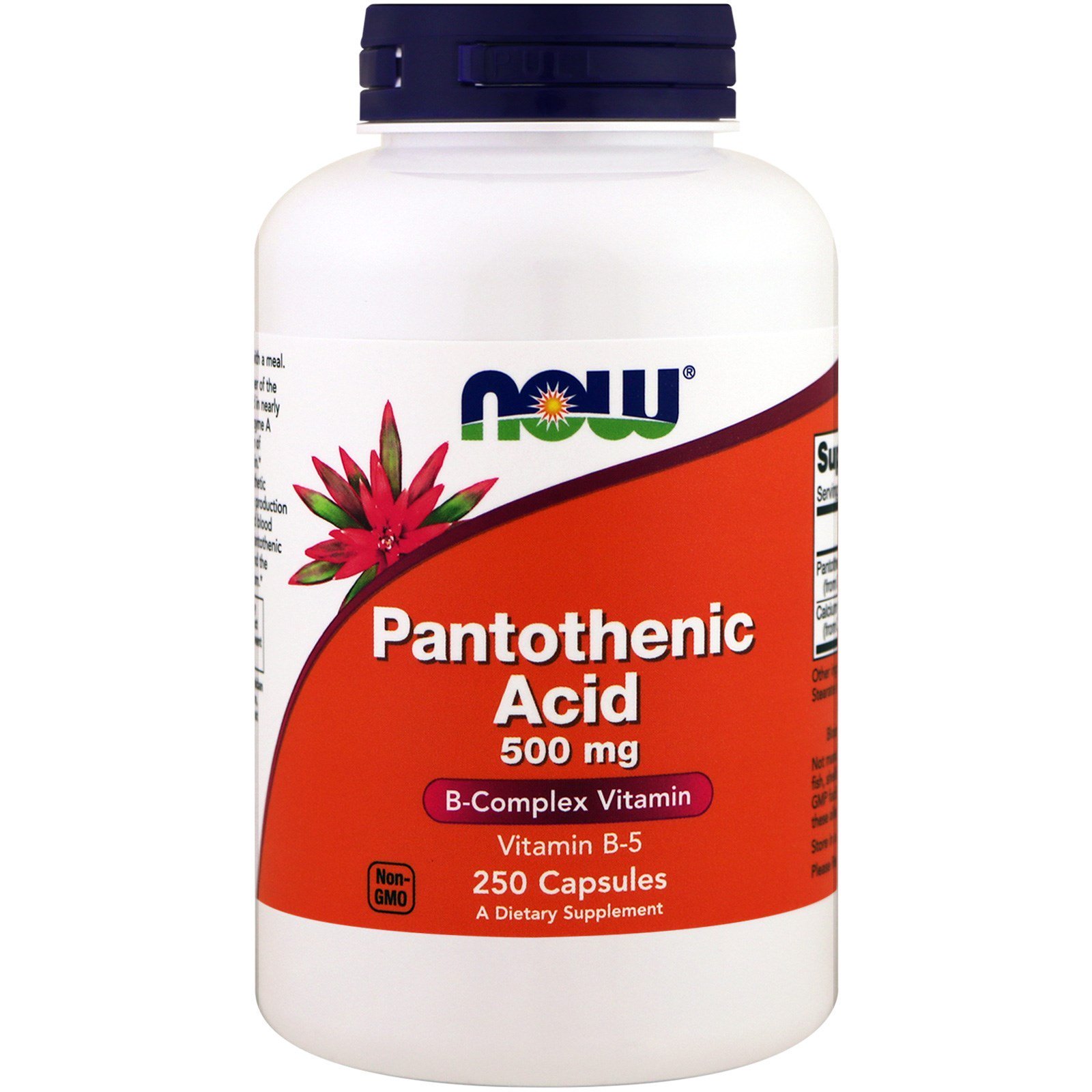 NOW Pantothenic Acid, Витамин Б5, Пантотеновая Кислота 500 мг - 250 капсул