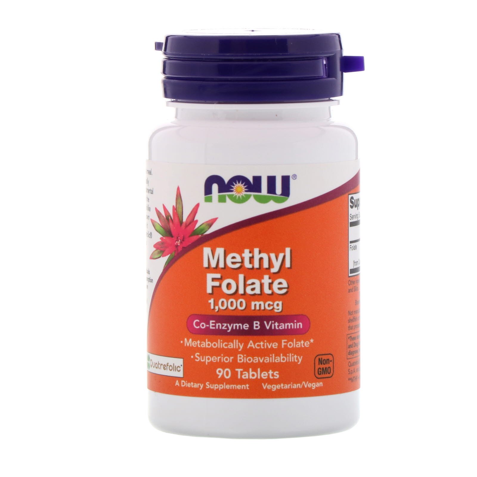 NOW Methyl Folate, Метил Фолат, Витамин Б Коэнзим 1000 мкг - 90 таблеток