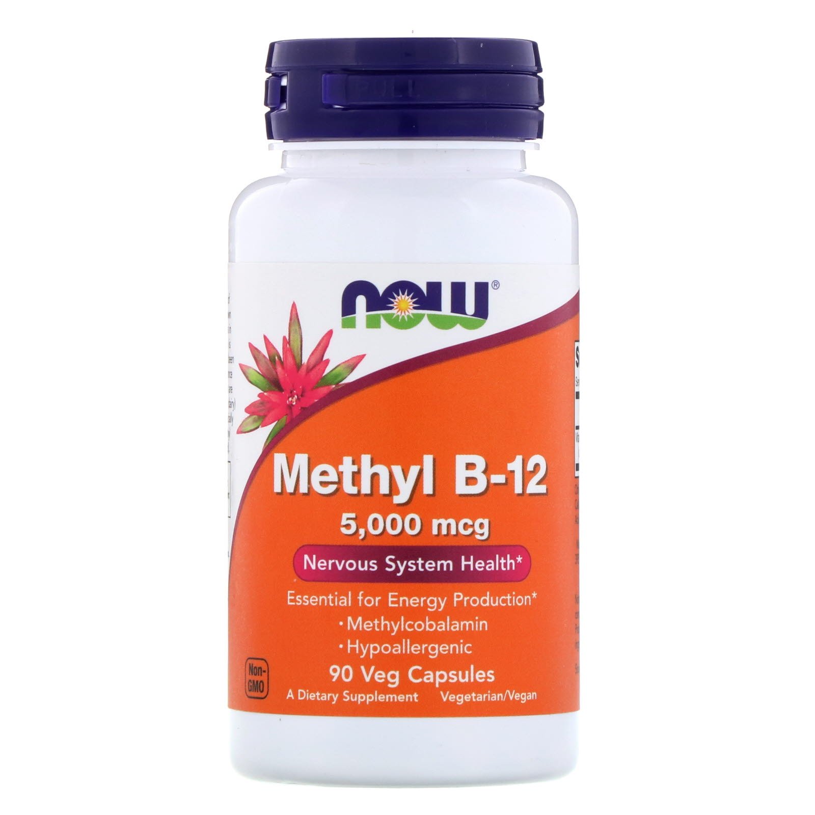 NOW B-12 Methyl, Витамин Б-12 Метилкобаламин 5000 мкг - 90 капсул