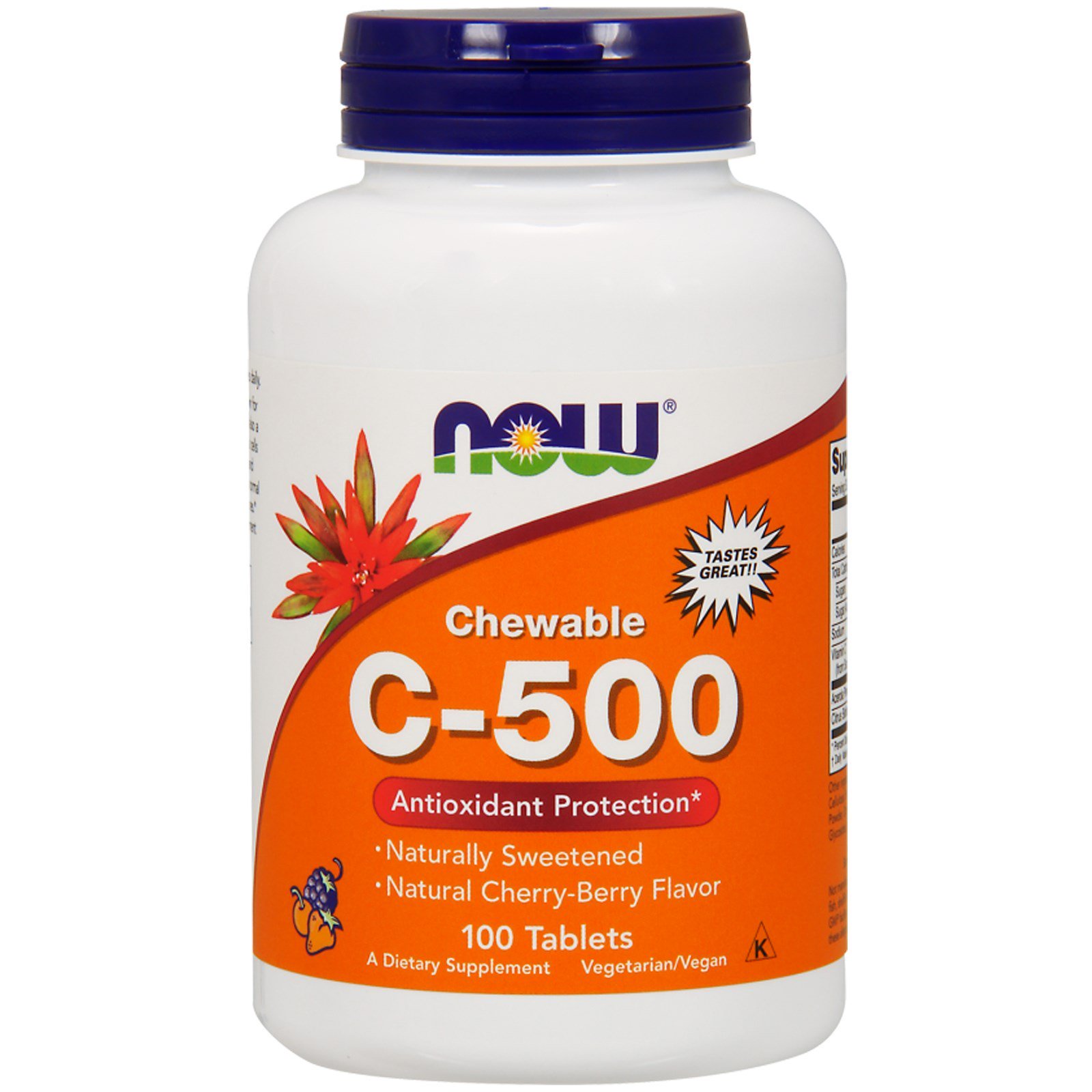 NOW C-500, Витамин C 500 мг, Жевательный - 100 таблеток ягодный вкус