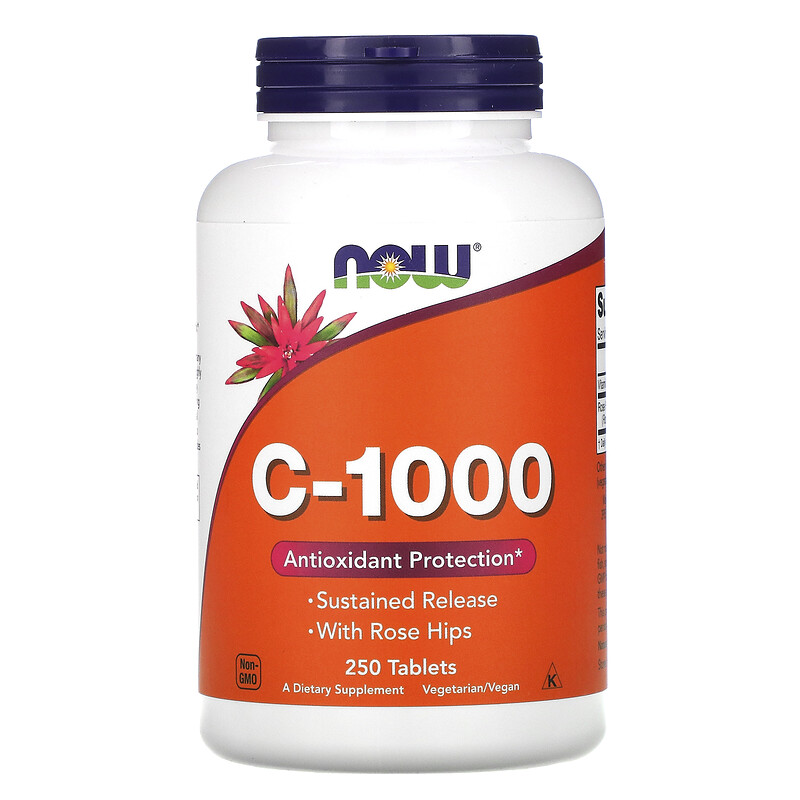 NOW C-1000, Витамин С-1000 мг, Шиповник - 250 таблеток