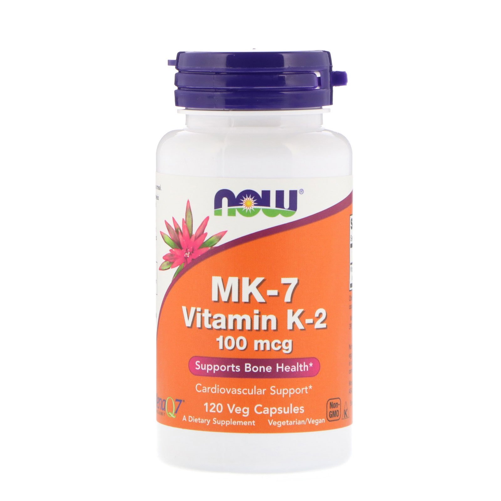 NOW K-2 MK-7, Витамин К-2 в форме МК-7 Менахинон 100 мкг - 120 капсул