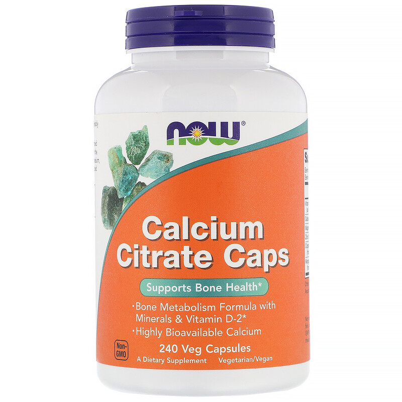 NOW Calcium Citrate Caps, Кальций Цитрат + Минералы + Д2 - 240 капсул