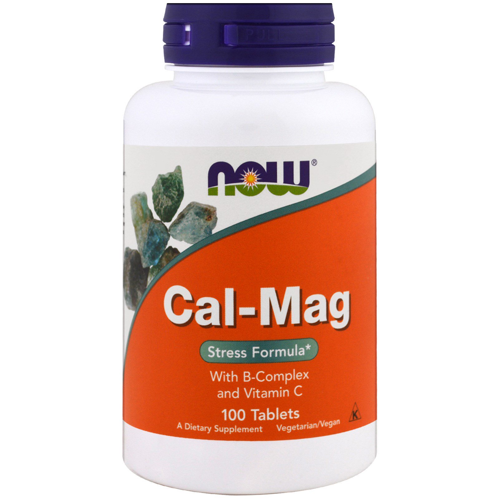 NOW Cal Mag Stress, Кальций и Магний + Витамины B от Стресса - 100 таблеток