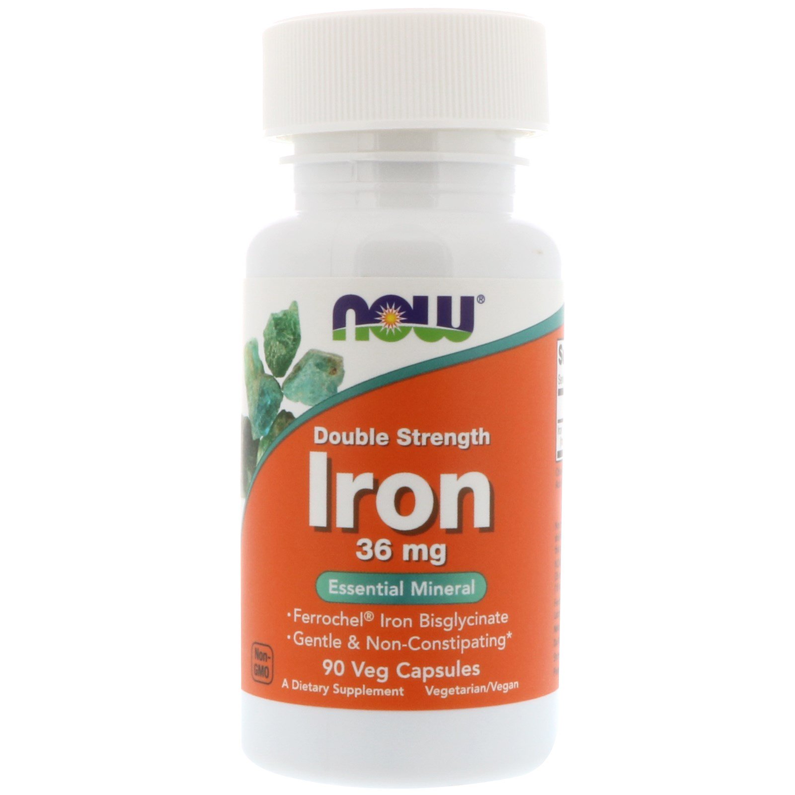 NOW Iron, Железо Легкоусвояемое, Хелат Бисглицината 36 мг - 90 капсул