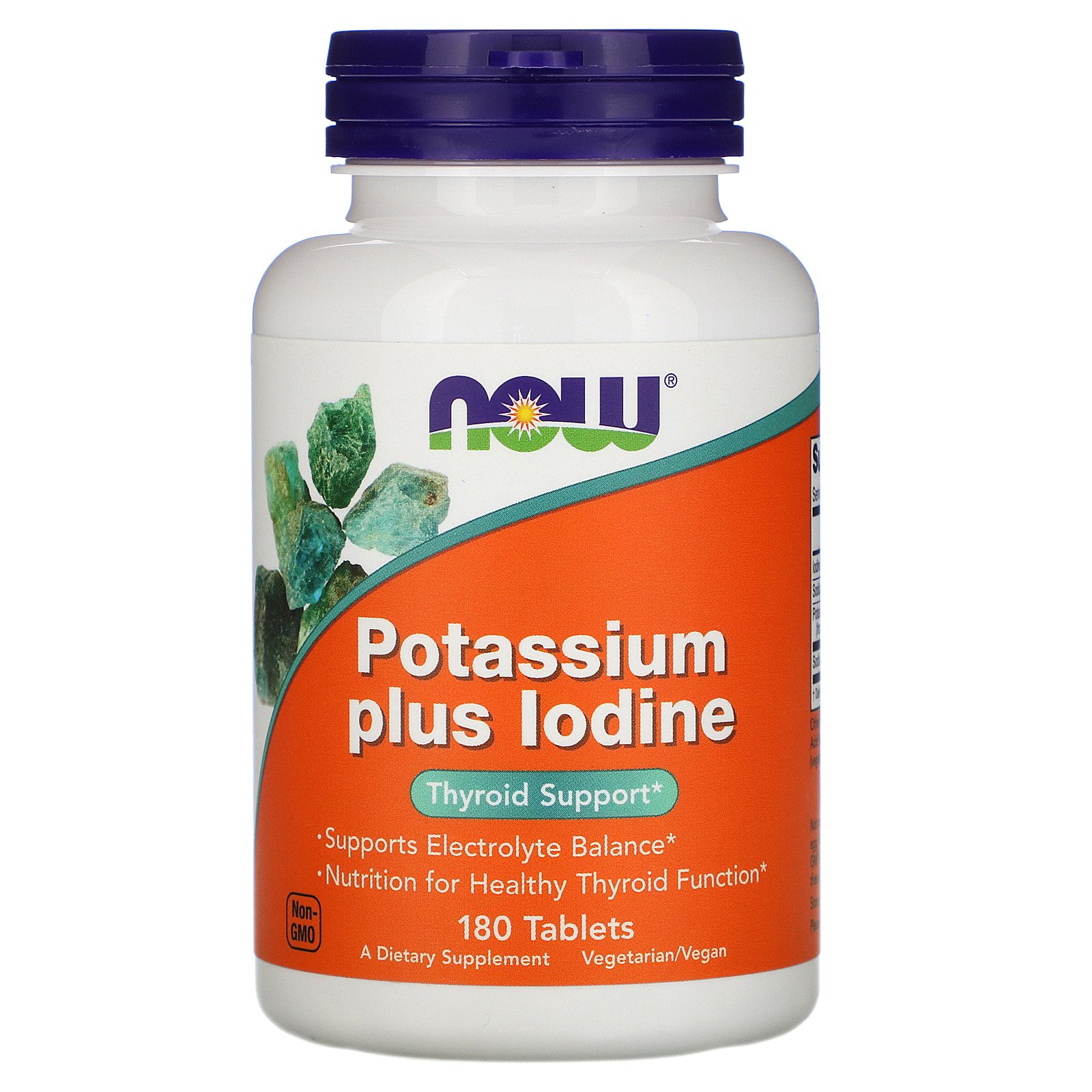 NOW Potassium + Iodine, Калий 99 мг + Йод 225 мкг - 180 таблеток