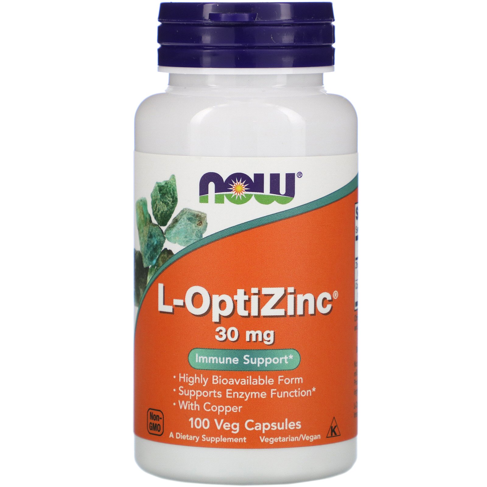 NOW L-OptiZinc, Опти Цинк + Медь Комплекс 30 мг - 100 капсул