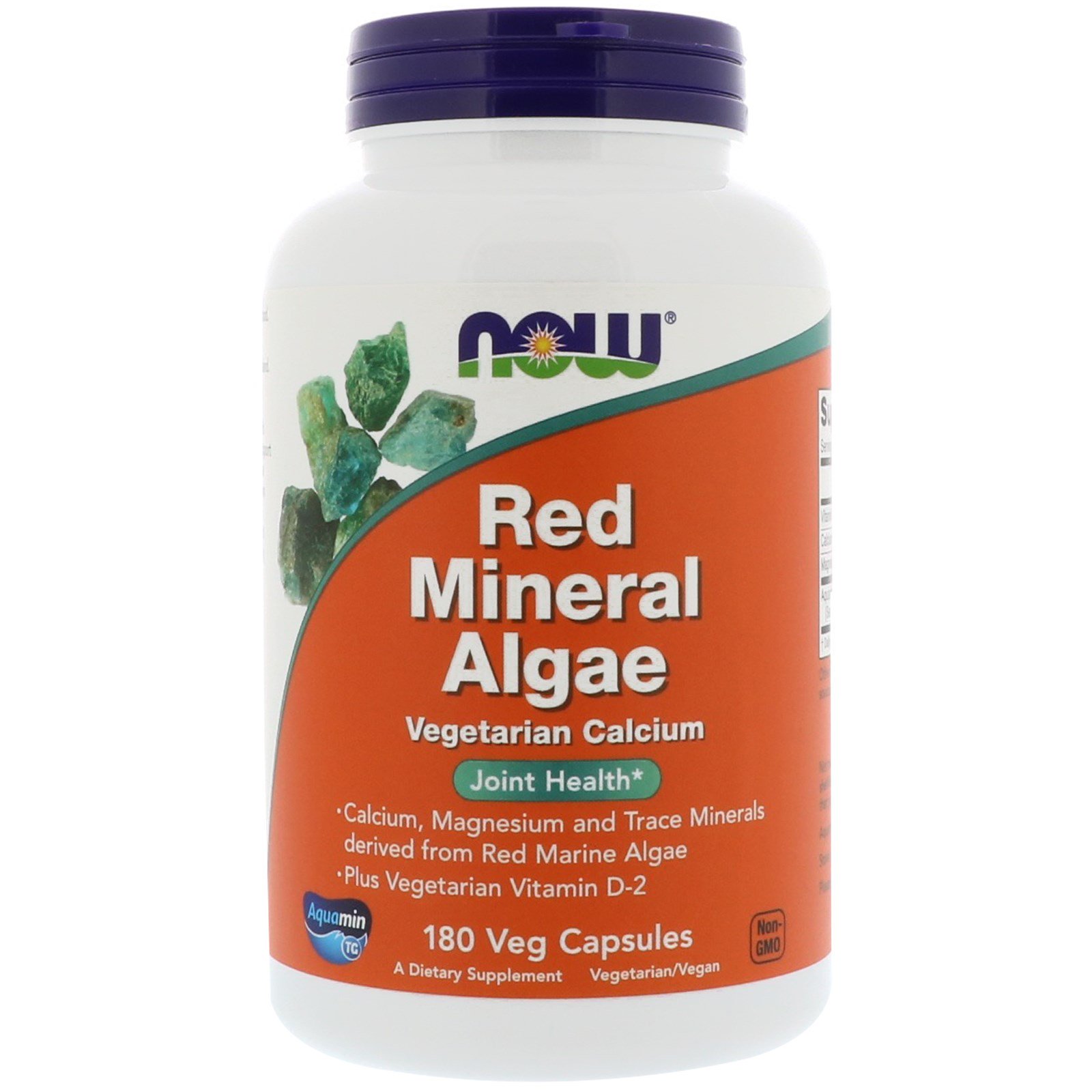 NOW Red Algae, Вегетарианский Кальций, Красные Водоросли - 180 капсул
