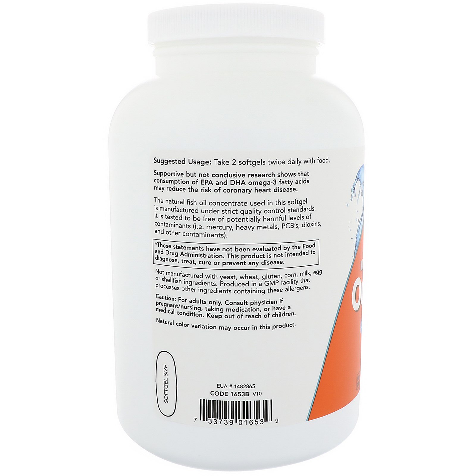 Omega-3 Now Foods - Омега-3 180EPA/120DHA 1000 мг - 500 капсул