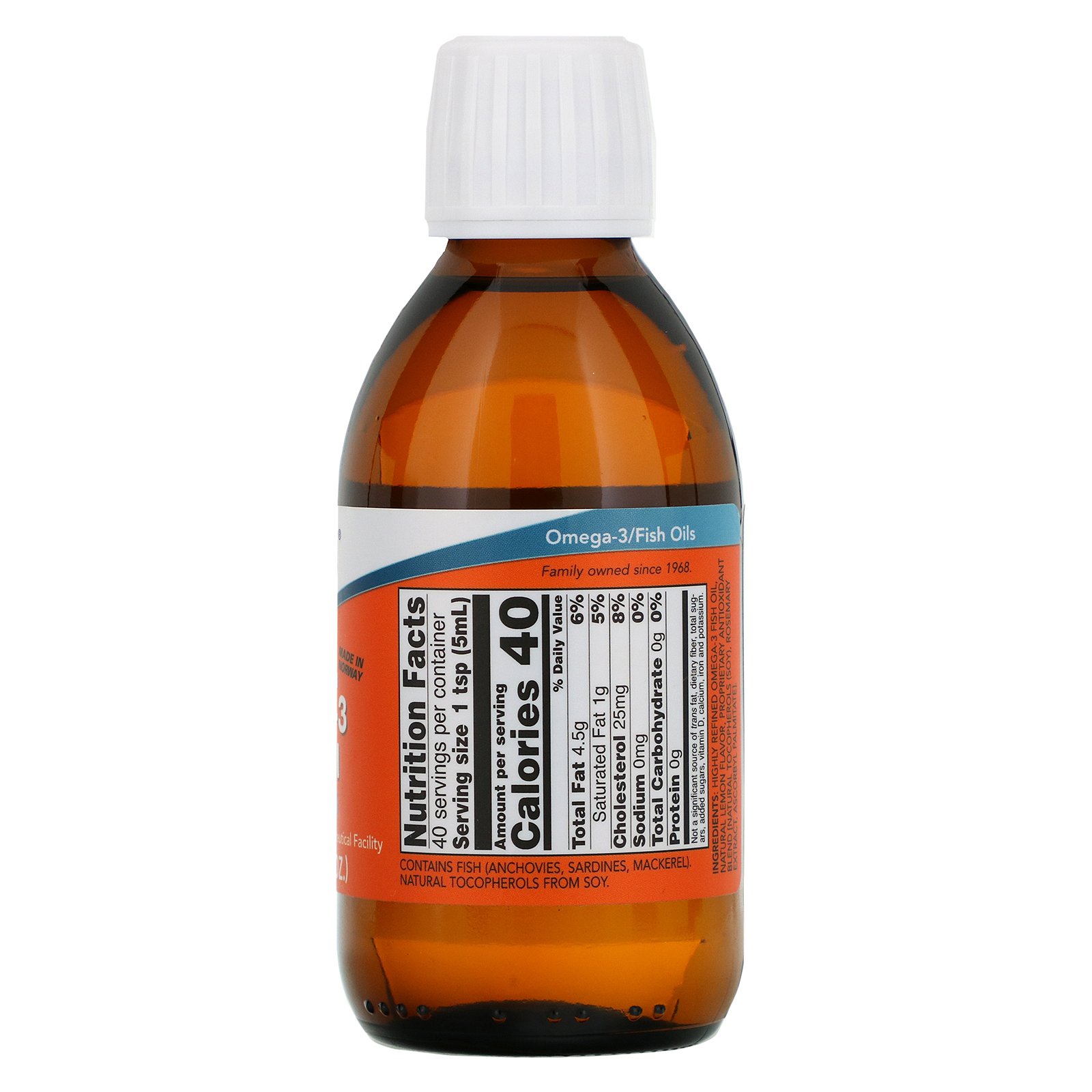 Omega-3 Oil, Омега-3 в Жидкой Форме с Лимонным Вкусом - 200 мл