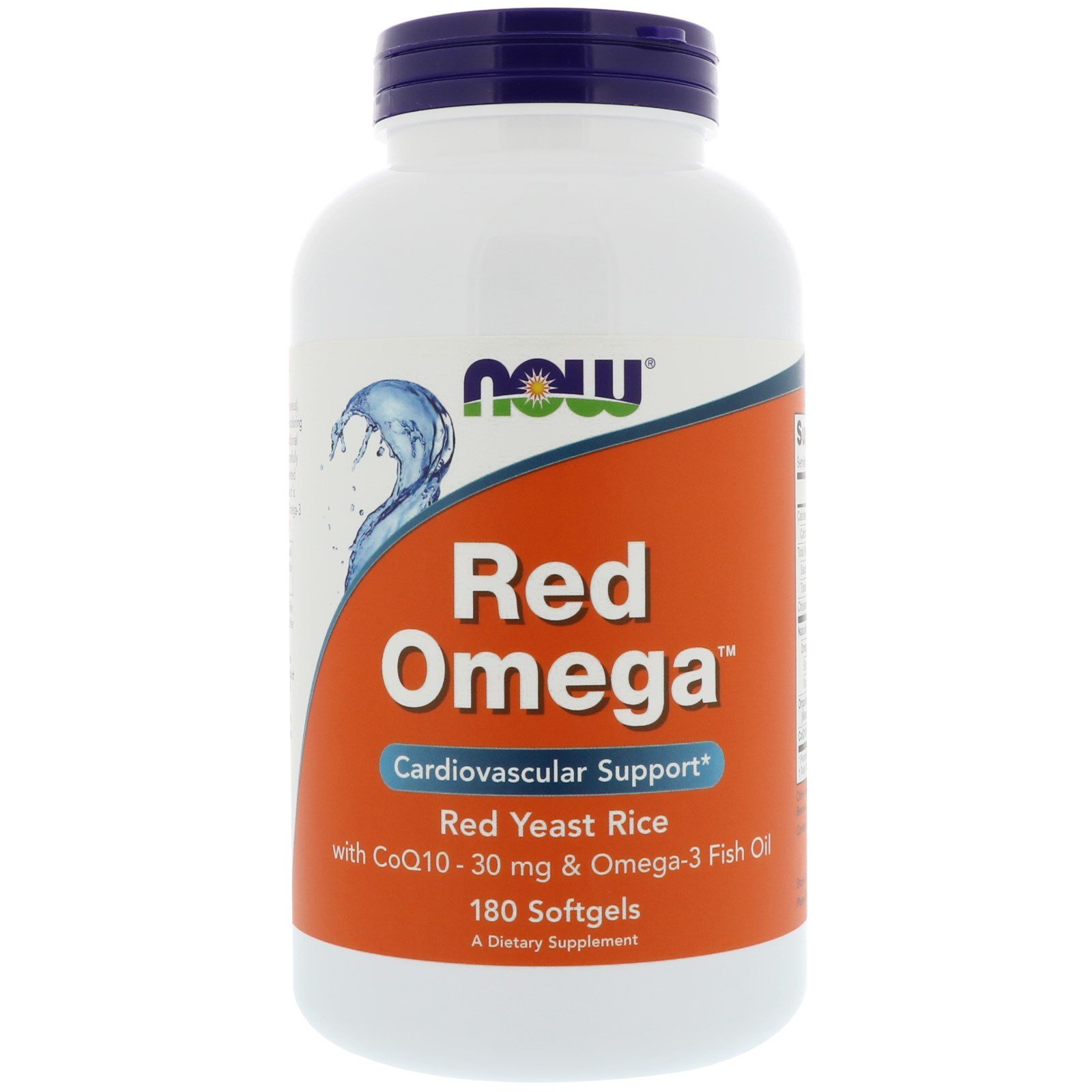 NOW Omega-3, Red Rice + Q10, Омега-3 Красный Рис + Q10 - 180 капсул
