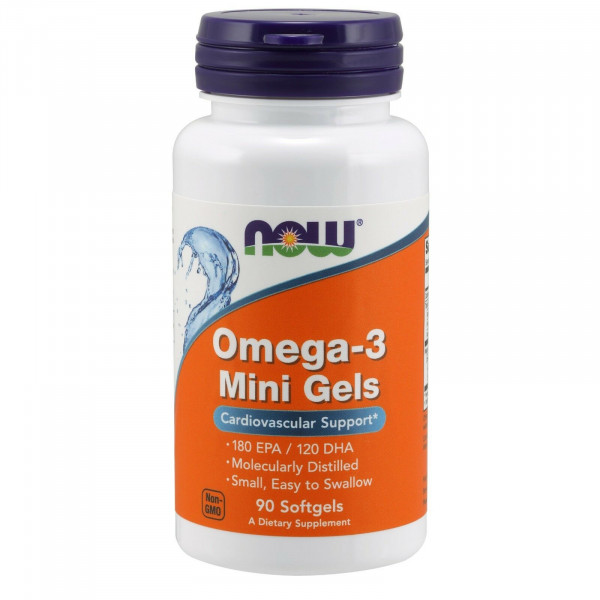 NOW Omega-3 Mini, Омега-3 180EPA/120DHA Мини 500 мг - 90 капсул