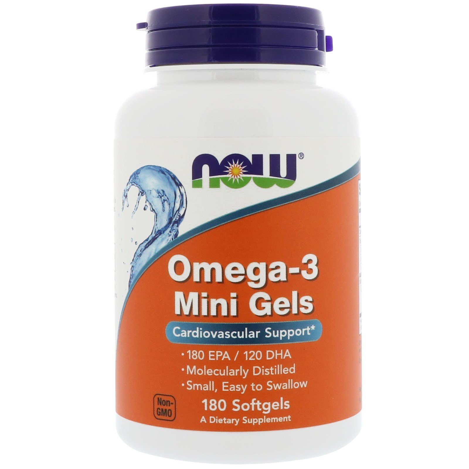 NOW Omega-3 Mini, Омега-3 180EPA/120DHA Мини 500 мг - 180 капсул