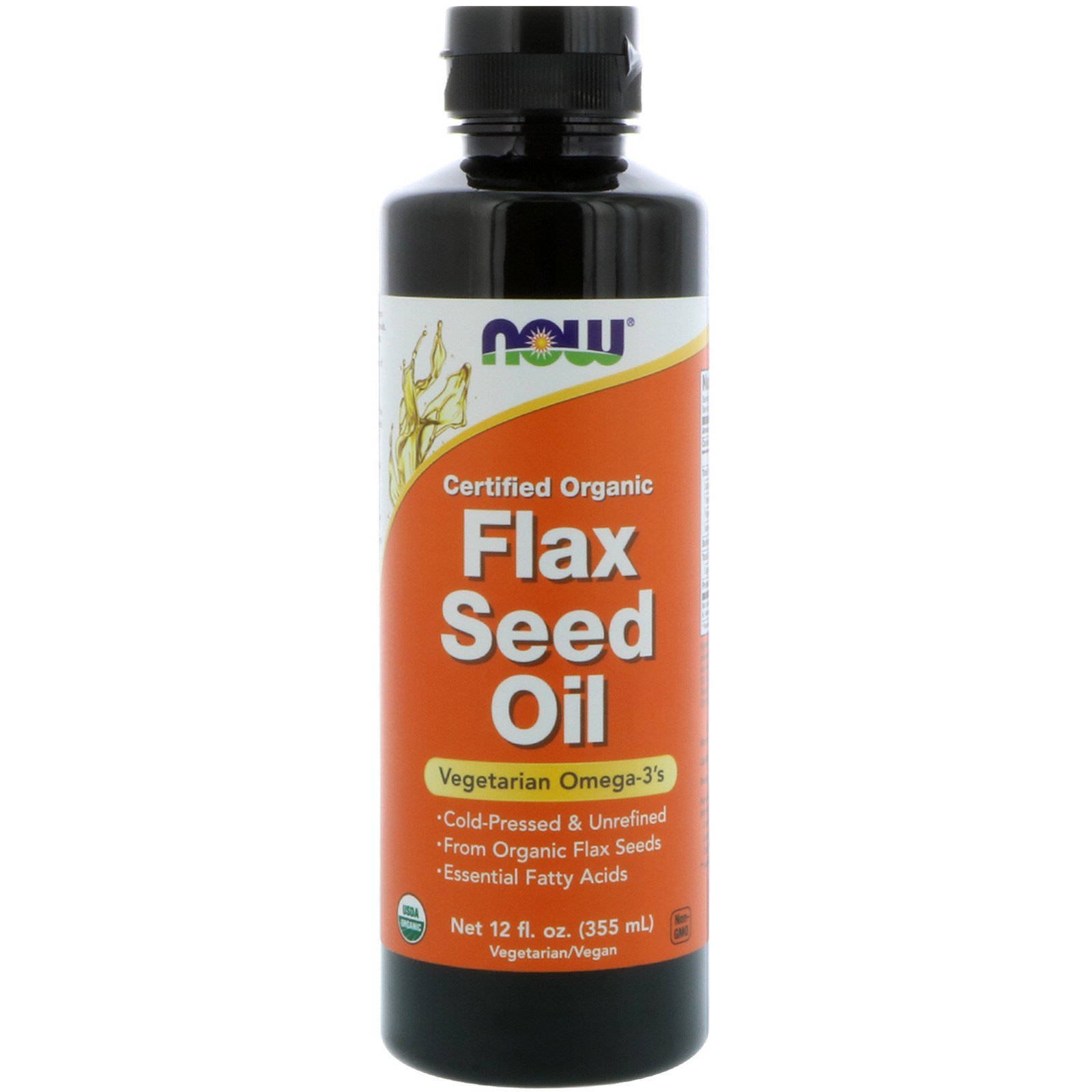 NOW Flax Seed Oil, Льняное Масло, Холодного Отжима - 355 мл