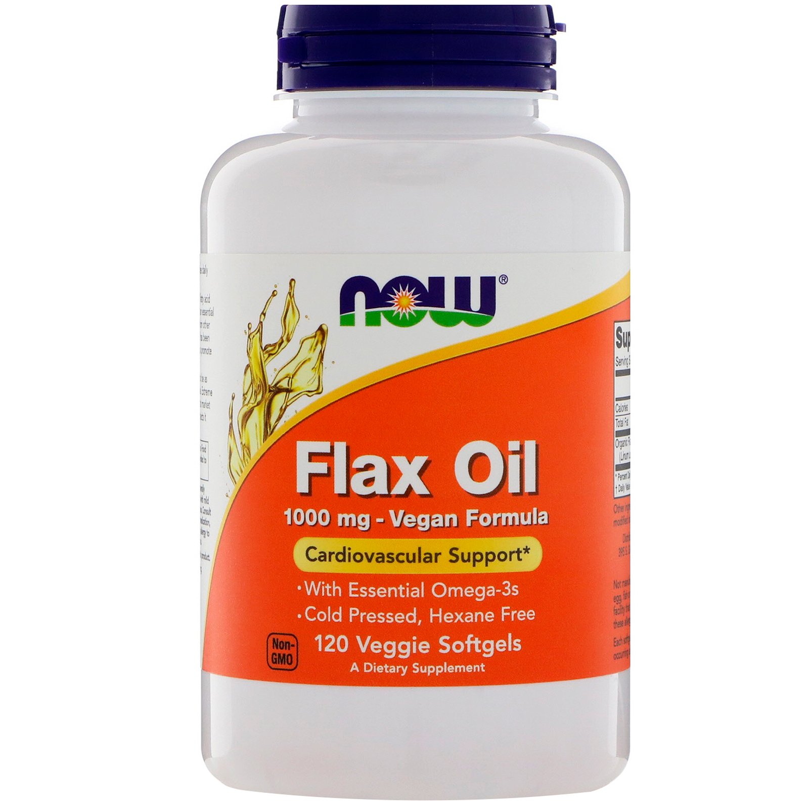 NOW Flax Oil, Льняное Масло 1000 мг - 120 вегетарианских капсул
