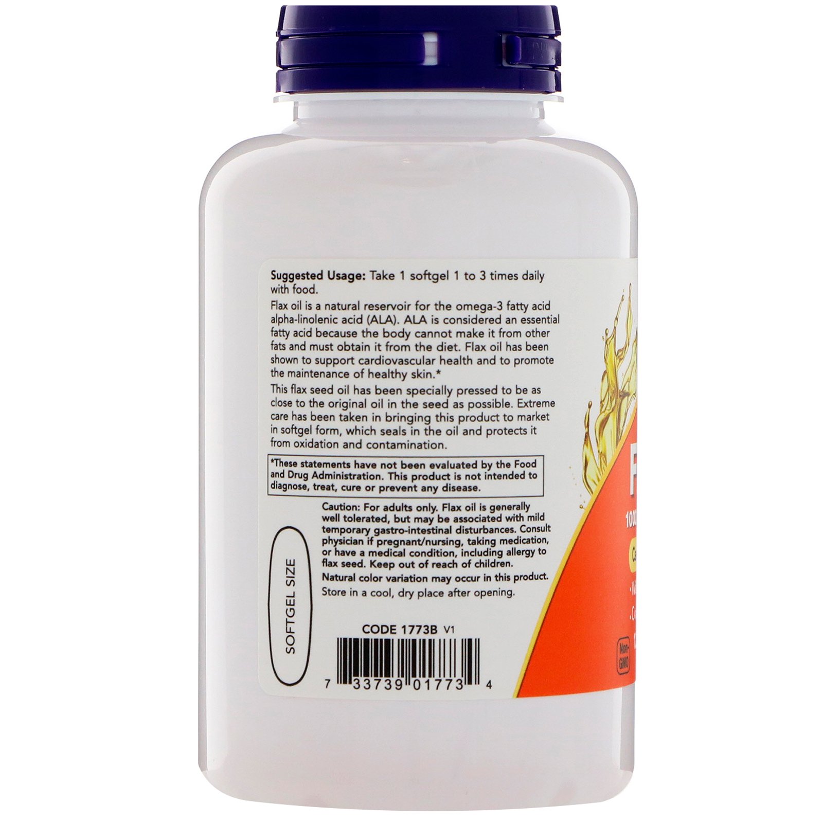 NOW Flax Oil, Льняное Масло 1000 мг - 120 вегетарианских капсул