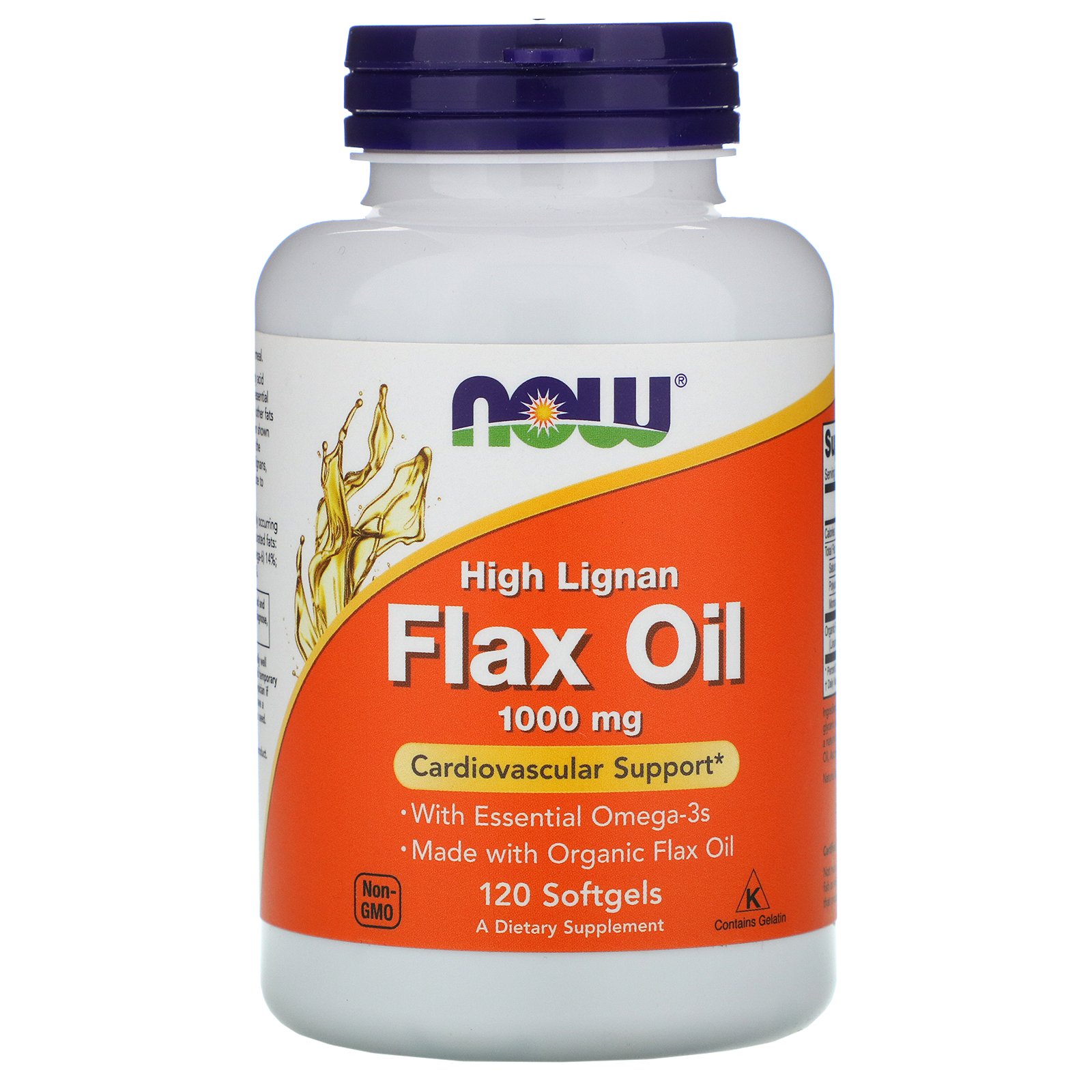 NOW Flax Seed Oil, Льняное Масло с Высоким Содержанием Лигнана 1000 мг - 120 капсул
