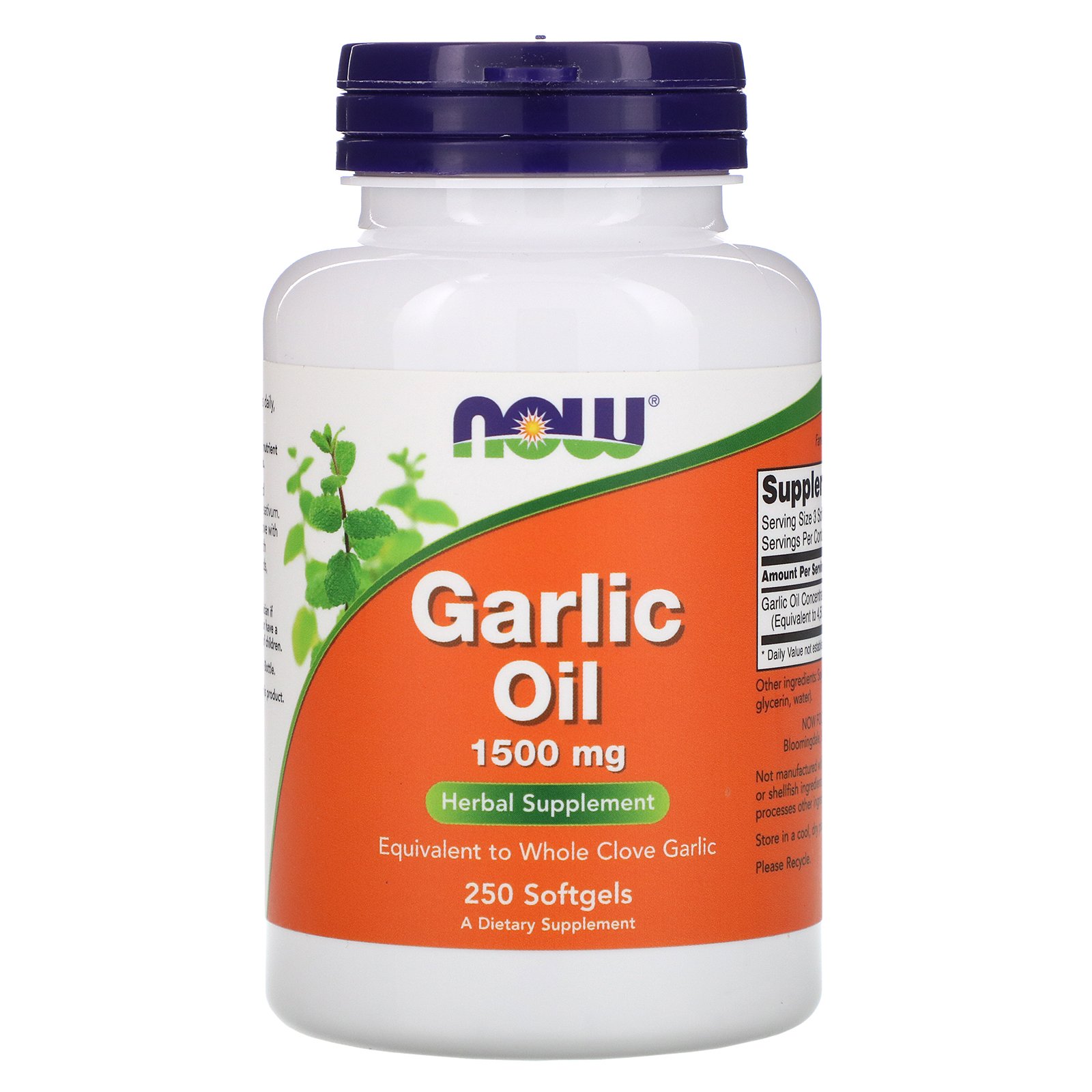 NOW Garlic Oil, Чесночное Масло 1500 мг - 250 желатиновых капсул