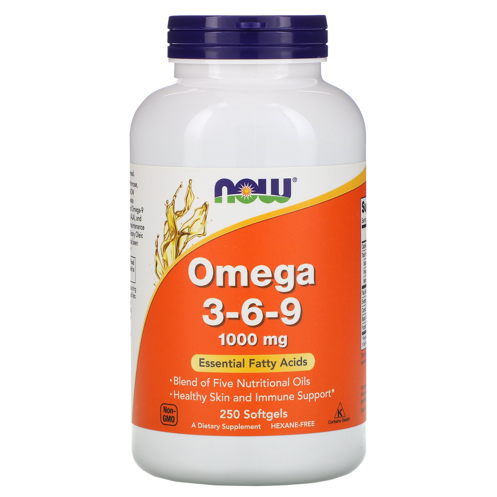 NOW Omega 3-6-9, Омега 3-6-9 1000 мг - 250 капсул