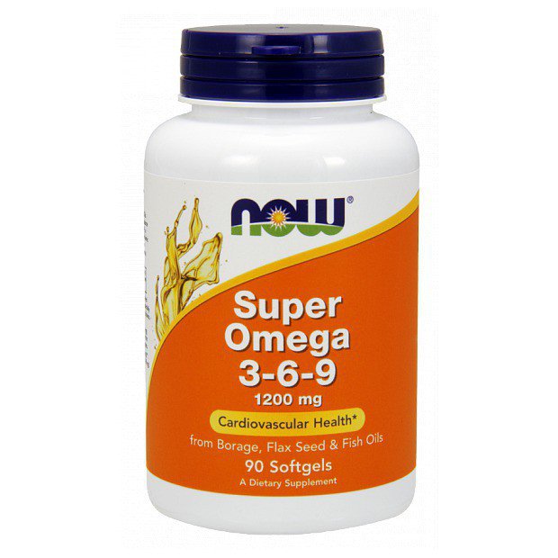 NOW Omega 3-6-9, Супер Омега 3-6-9 1200 мг - 90 капсул (механическое повреждение - вмятина на банке)