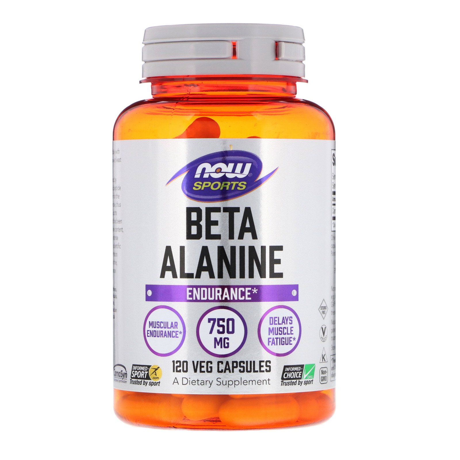 NOW Beta-Alanine CarnoSyn®, Бета-Aланин, Карнозин 750 мг - 120 капсул