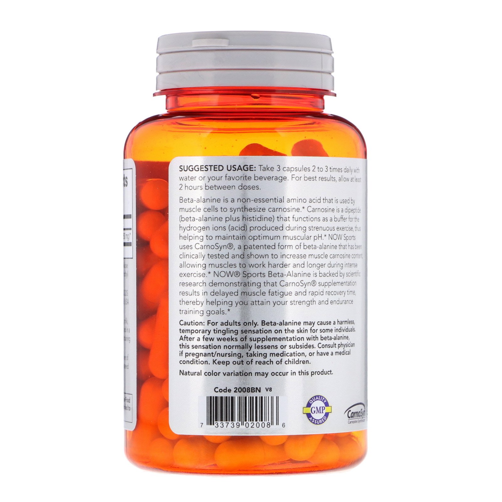 Beta-Alanine CarnoSyn®, Бета-Aланин, Карнозин 750 мг - 120 капсул