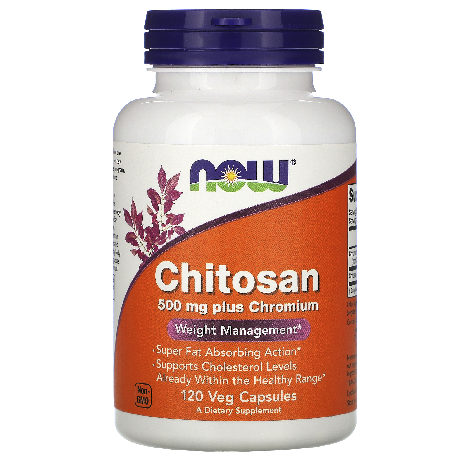 NOW Chitosan with Chromium, Хитозан 500 мг + Хром - 120 капсул