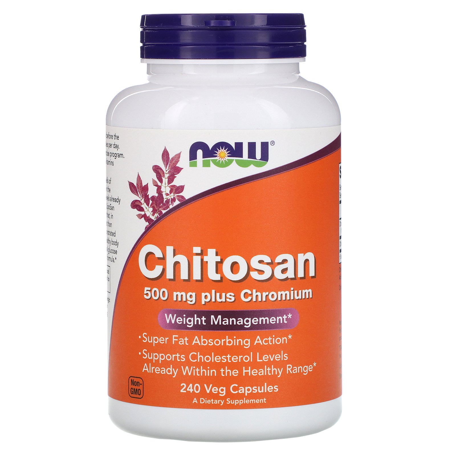 NOW Chitosan with Chromium, Хитозан 500 мг + Хром - 240 капсул