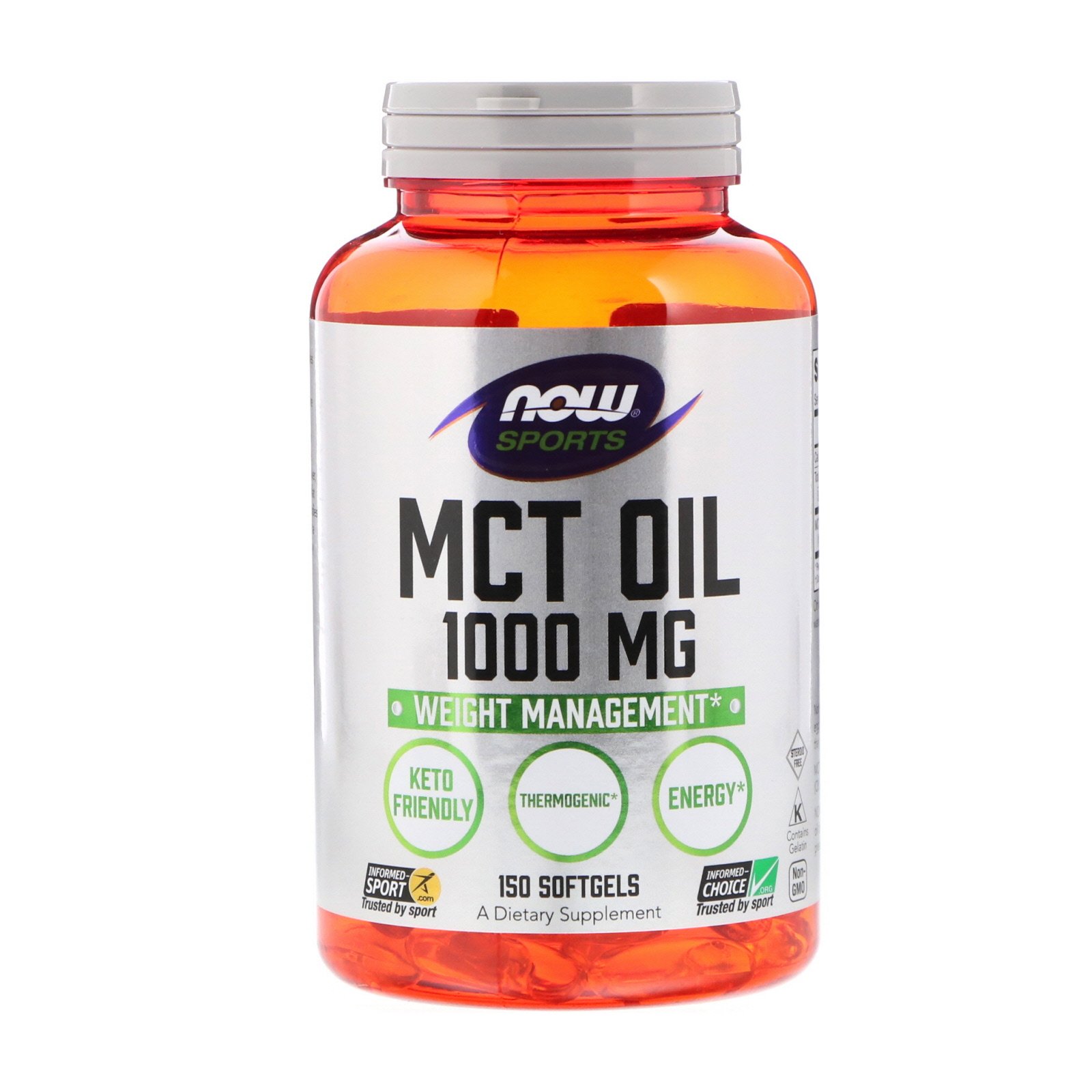 NOW MCT Oil, Масло Триглицеридное, Средняя Длина Цепочки 1000 мг - 150 капсул
