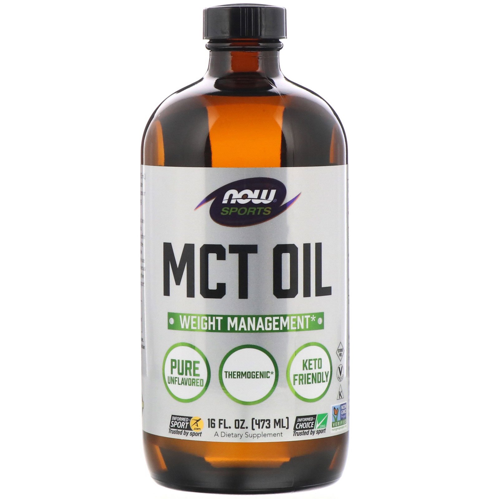 NOW MCT Oil, Масло Триглицеридное, Средняя Длина Цепочки (Кокосовое и Пальмовое) - 473 мл