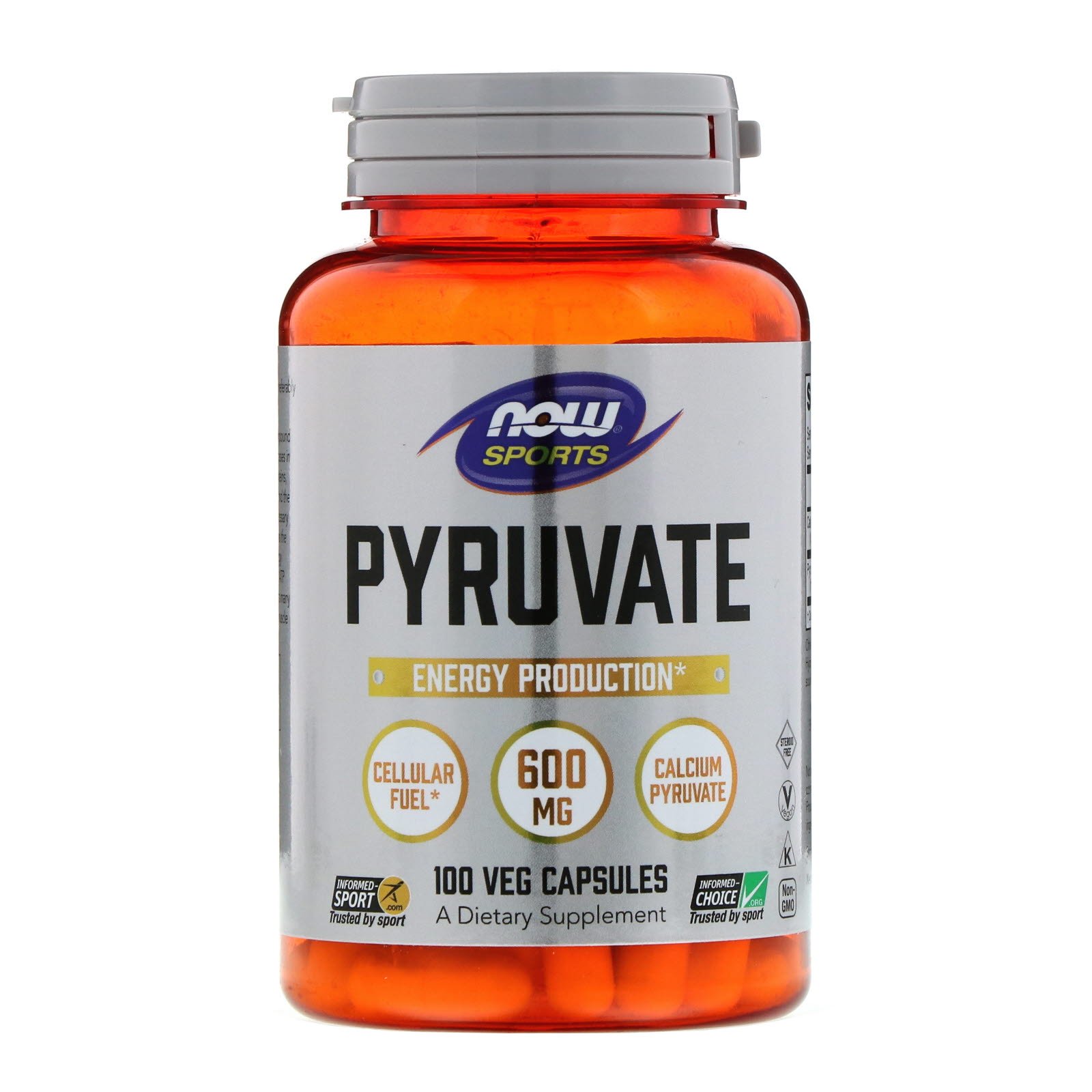 NOW Pyruvate, Пируват 600 мг - 100 вегетарианских капсул