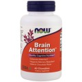 NOW Brain Attention, Умственное Внимание Шоколадный Вкус - 60 жевательных таблеток