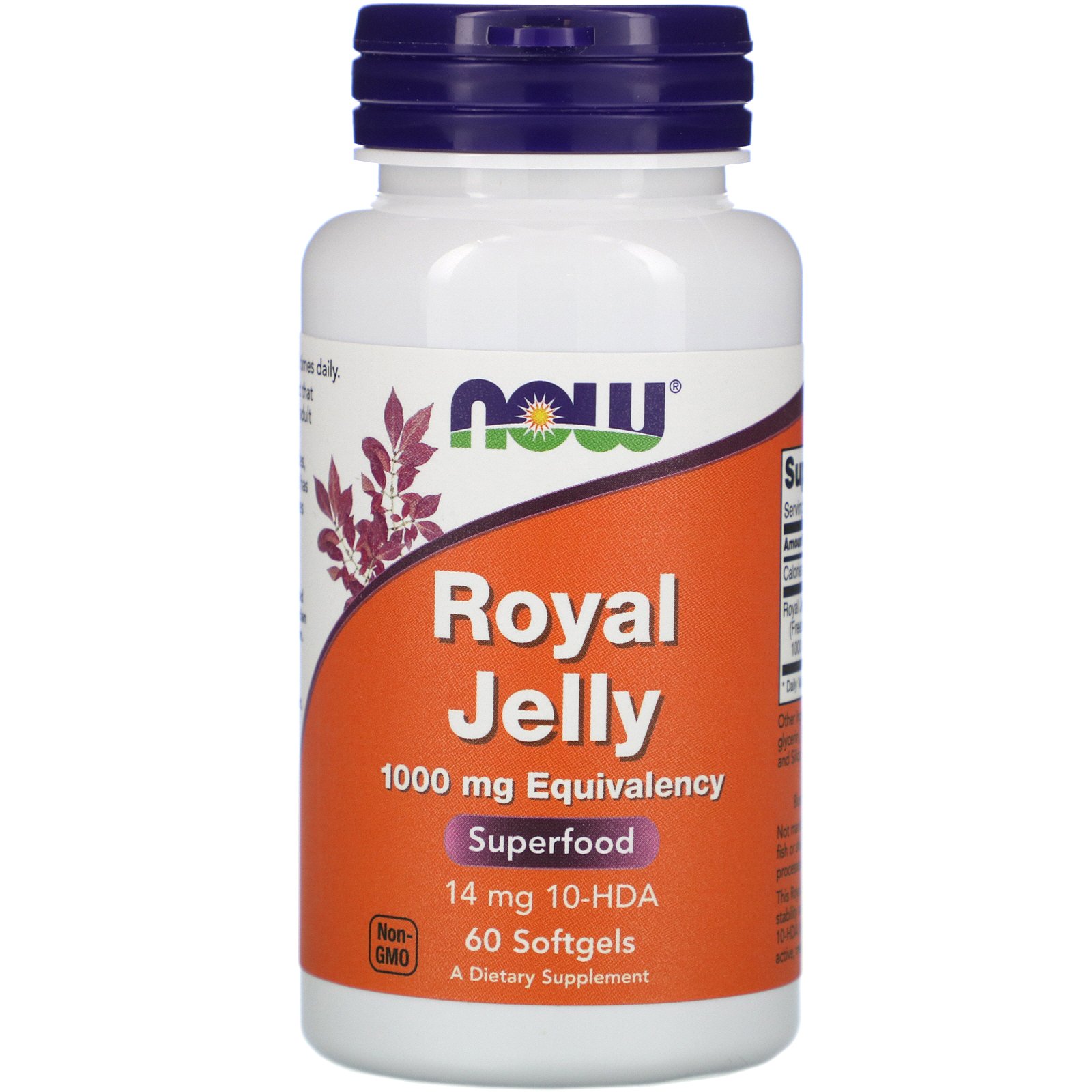 NOW Royal Jelly, Маточное Молочко 1000 мг - 60 желатиновых капсул