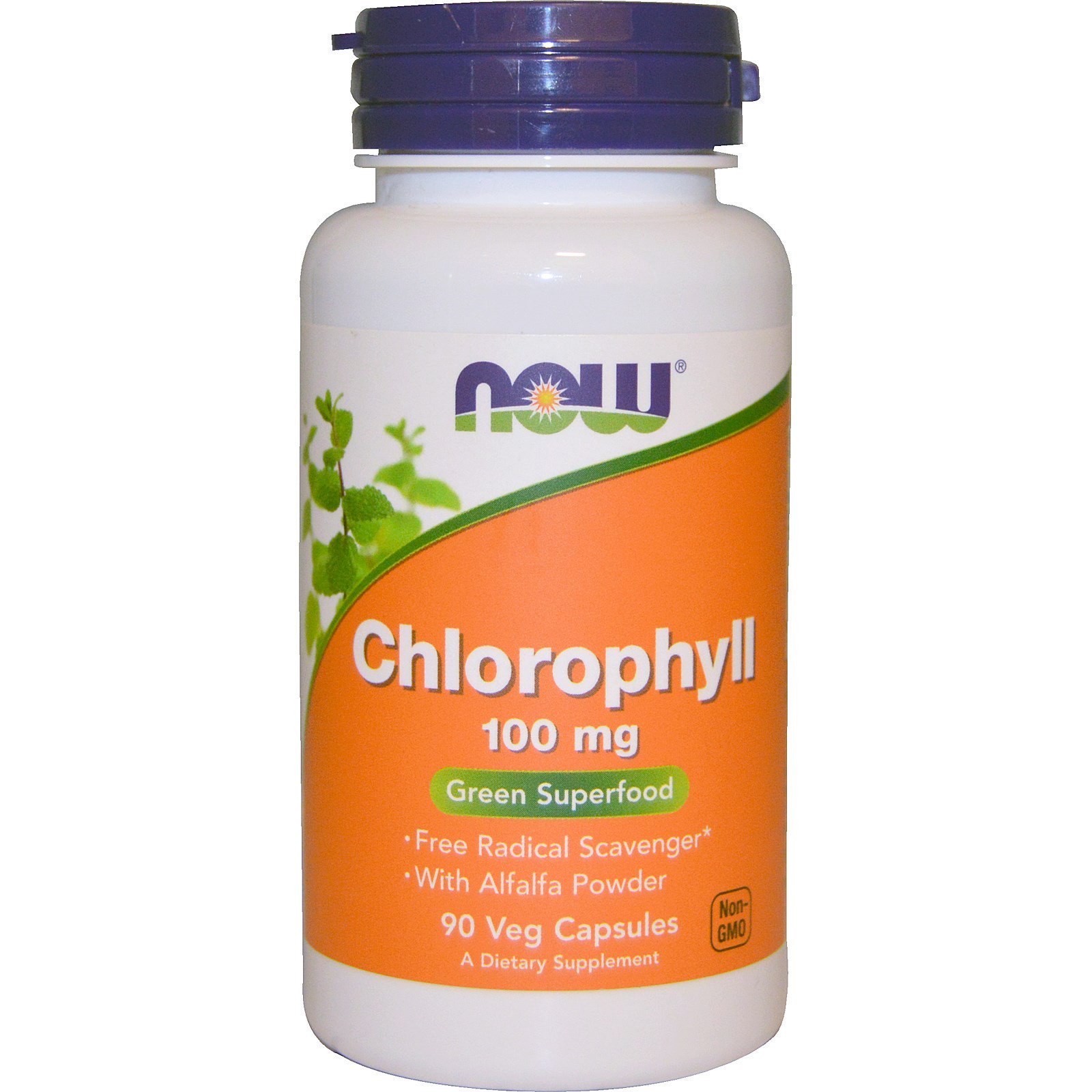 NOW Chlorophyll, Хлорофилл 100 мг - 90 капсул