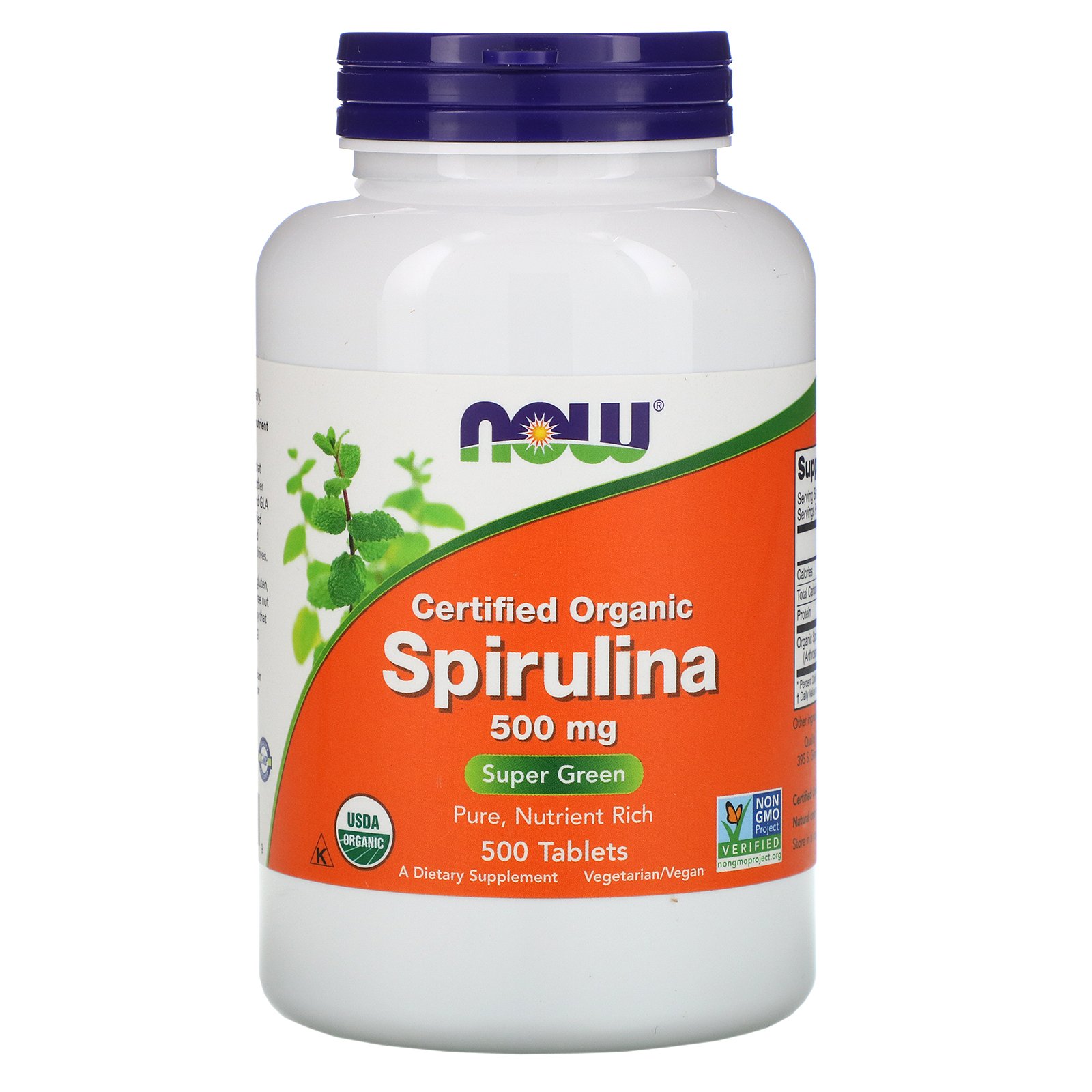 NOW Spirulina, Спирулина 500 мг - 500 таблеток