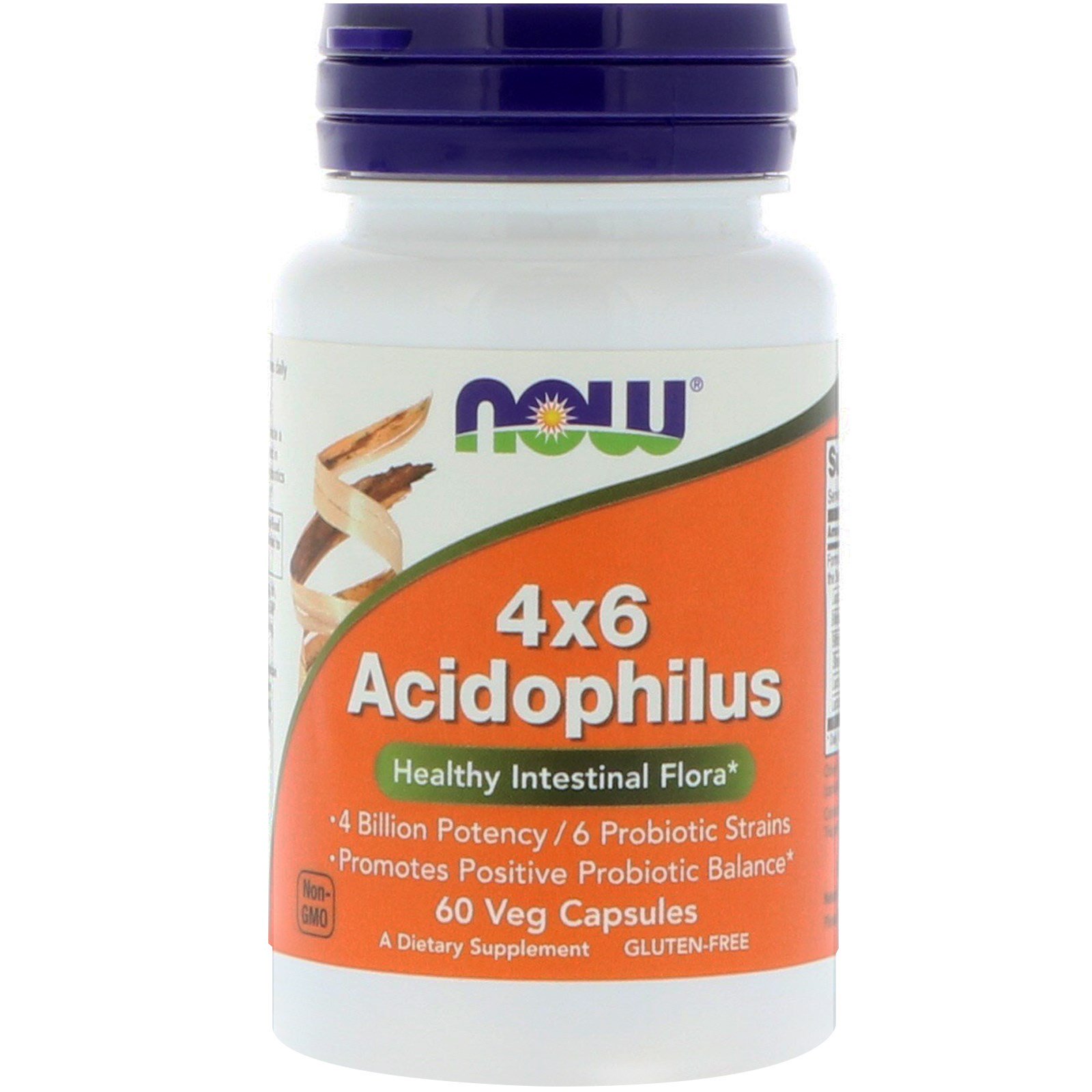 NOW Acidophilus 4х6, Ацидофилус, Пробиотик, Бифидо и Лактобактерии - 60 вегетарианских капсул
