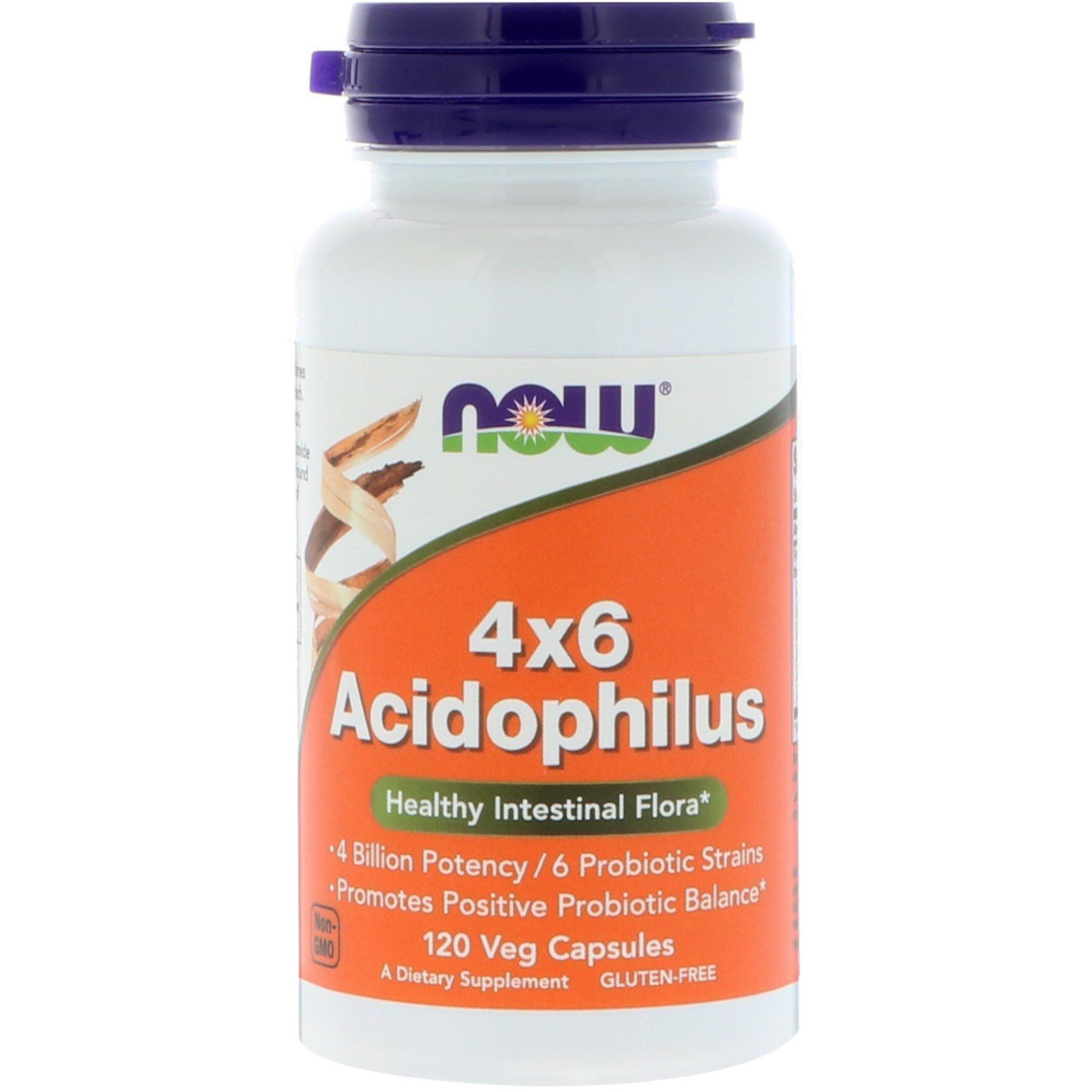 NOW Acidophilus 4х6, Ацидофилус, Пробиотик, Бифидо и Лактобактерии - 120 вегетарианских капсул
