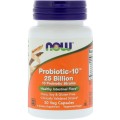 NOW Probiotic-10, Пробиотик 25 Миллиардов - 50 вегетарианских капсул