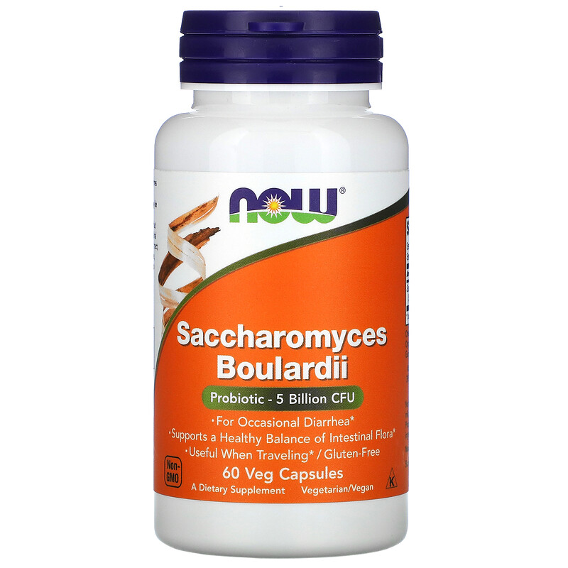 NOW Saccharomyces Boulardii, Сахаромицеты Буларди 5 Миллиардов КОЕ - 60 капсул