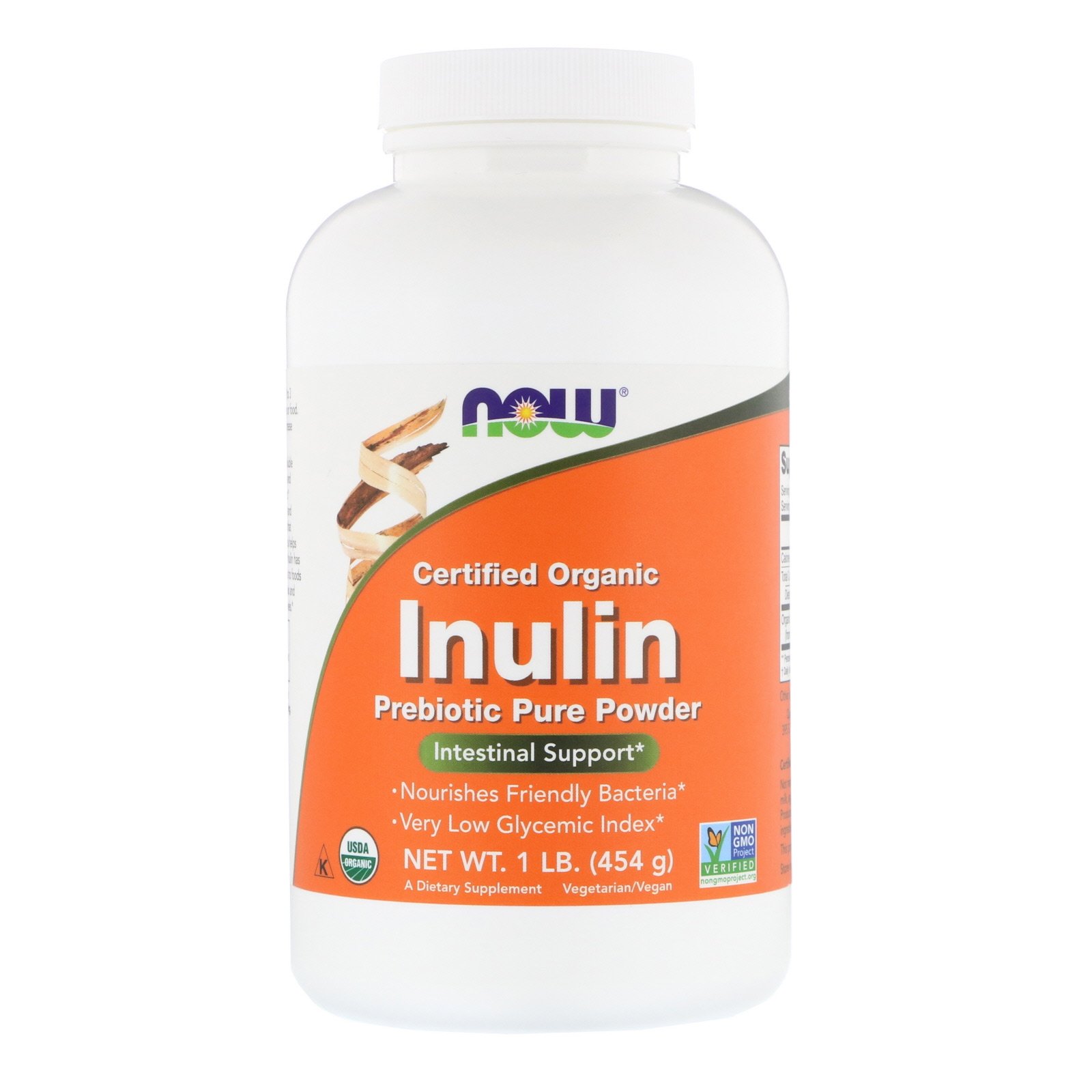 NOW Inulin Prebiotic FOS, Инулин Пребиотик Порошок - 454 г