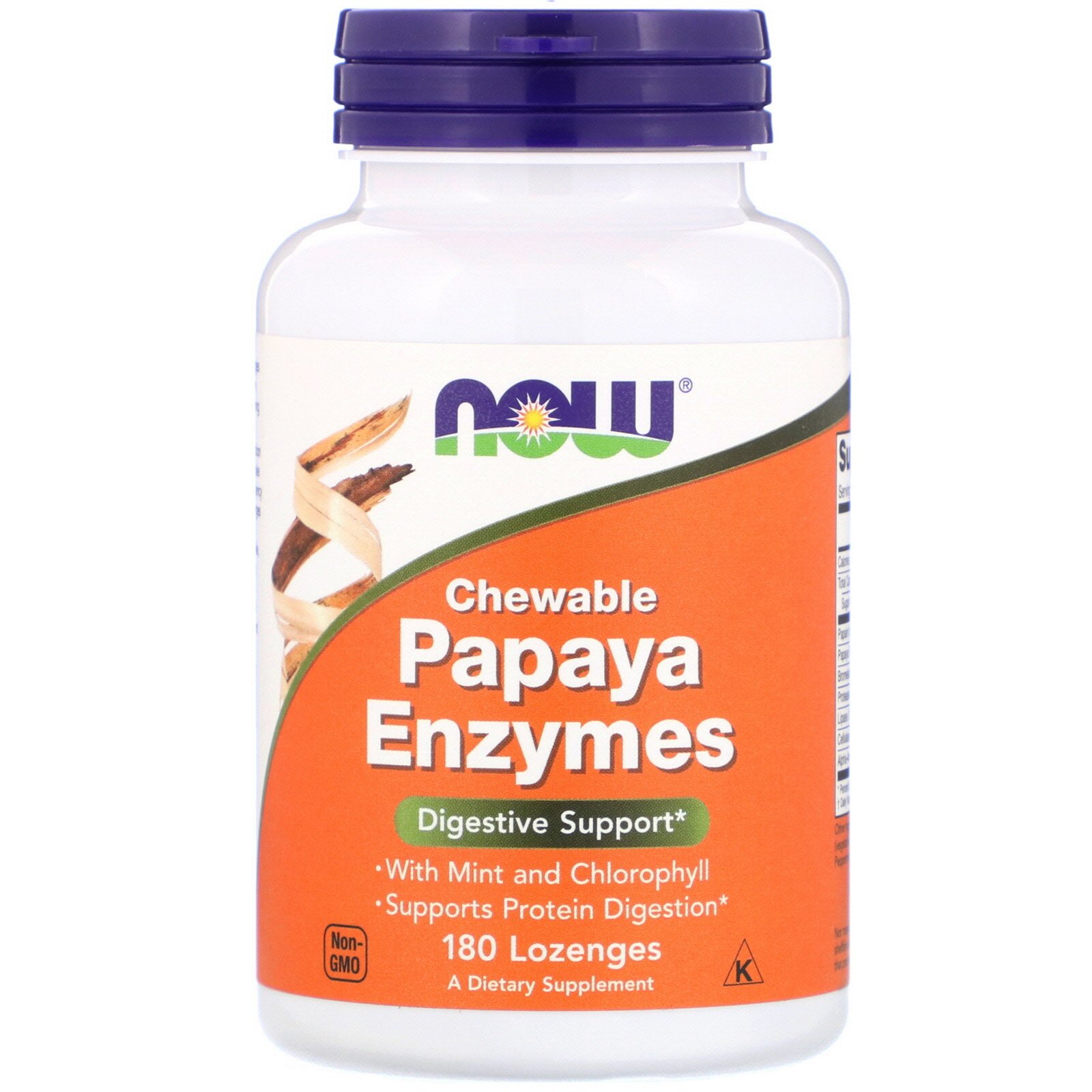 NOW Papaya Enzymes, Папайя Энзимы - 180 жевательных таблеток