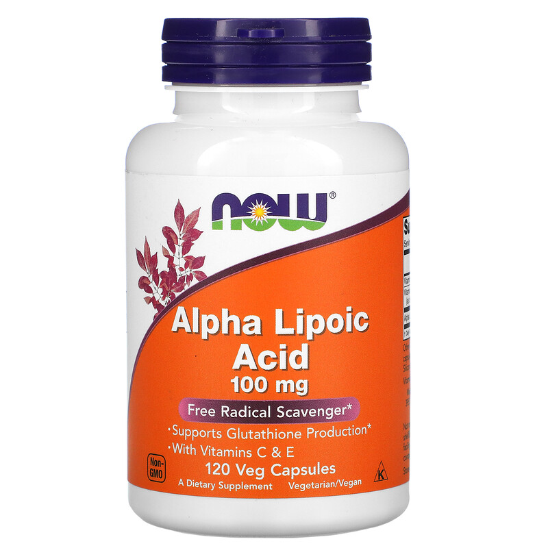 NOW Alpha Lipoic Acid, Альфа-Липоевая Кислота 100 мг - 120 капсул