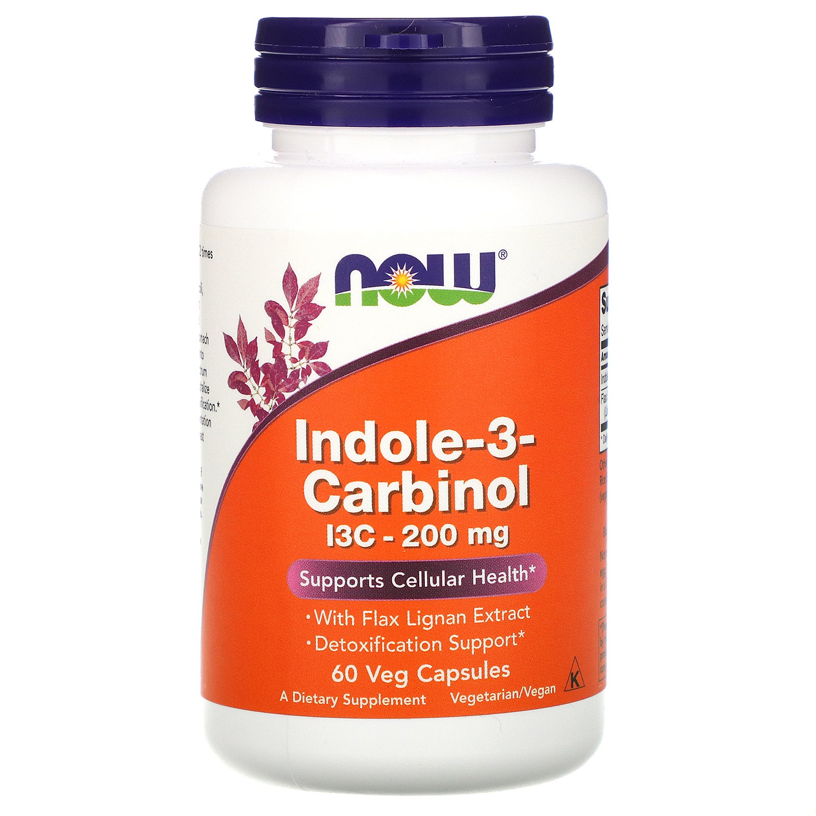 NOW Indole-3-Carbinol, Индол-3-Карбинол 200 мг - 60 капсул