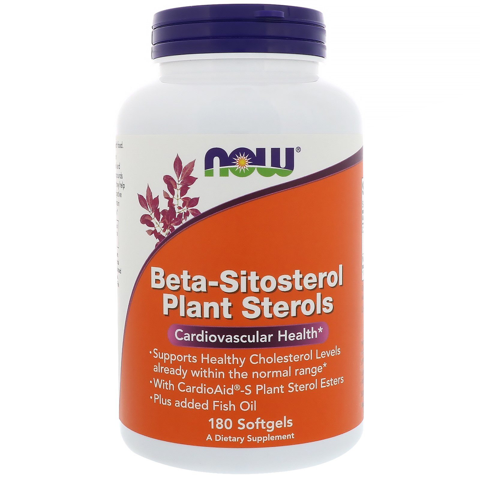 NOW Beta-Sitosterol, Бета-Ситостерол, Комплекс Растительных Стеролов - 180 желатиновых капсул