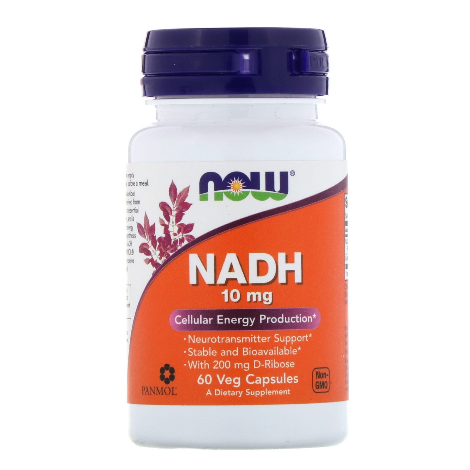 NOW NADH, НАДХ, Никотинамидадениндинуклеотид 10 мг - 60 капсул